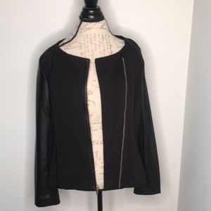 Calvin Klein Black ZIP up collarless jacket